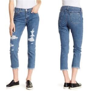 Hudson Riley Luxe Crop Raw Hem Jeans Distressed Size 26 Womens